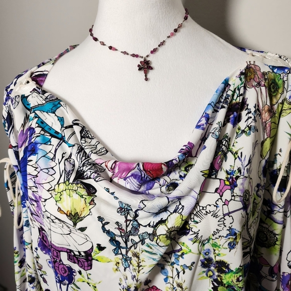 Roberto Cavalli Luxury White Jersey Astro Garden Floral Robot Dress MSRP $1190 - Picture 2 of 14